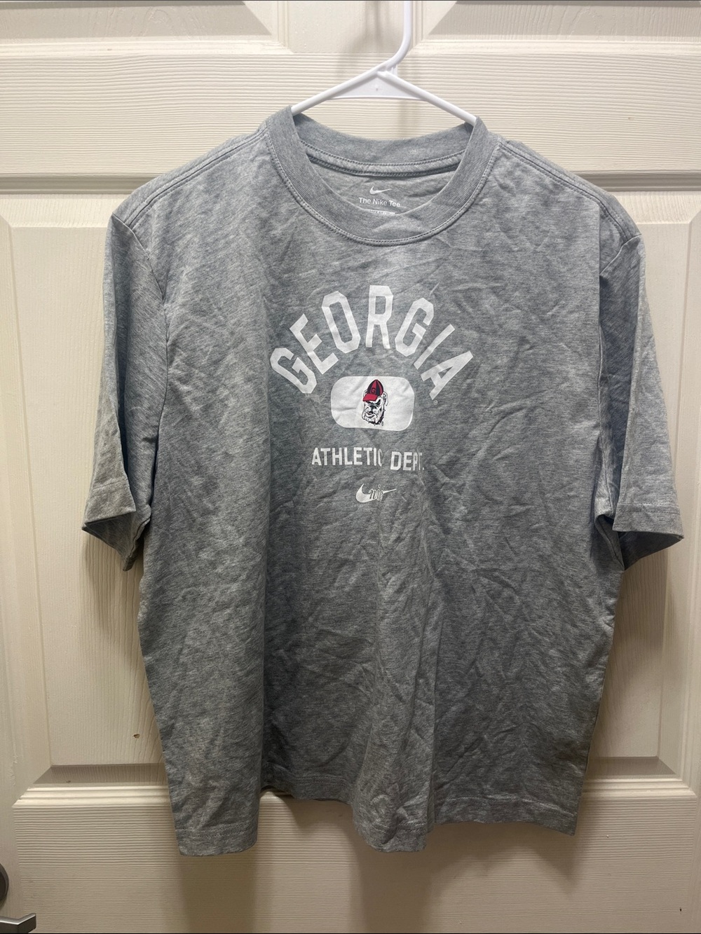 Nike Gray Georgia Athletic Dept. Short Sleeve Tee with White and Red Logo